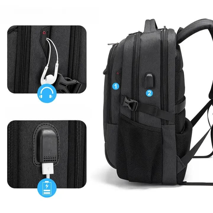 Mochila Executiva Luxo e Confort - Notebook 17'', Impermeável e Porta USB